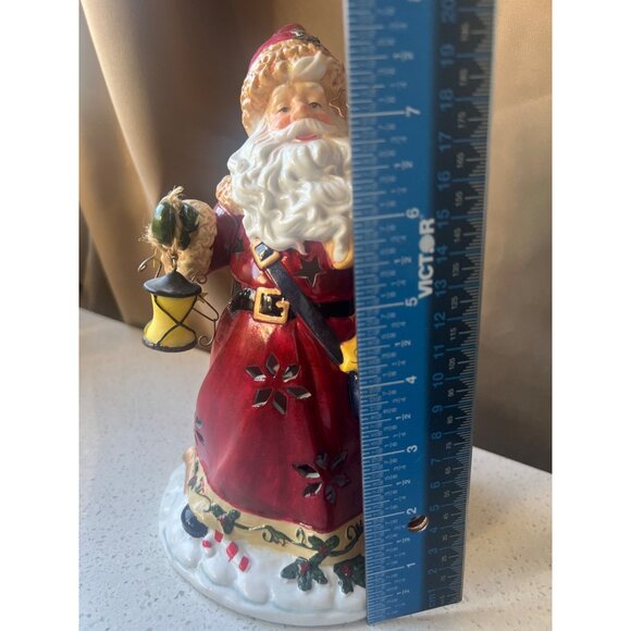Santa Claus Figurine Lantern Design With LED Light Effects 8" T Gift - Picture 11 of 16